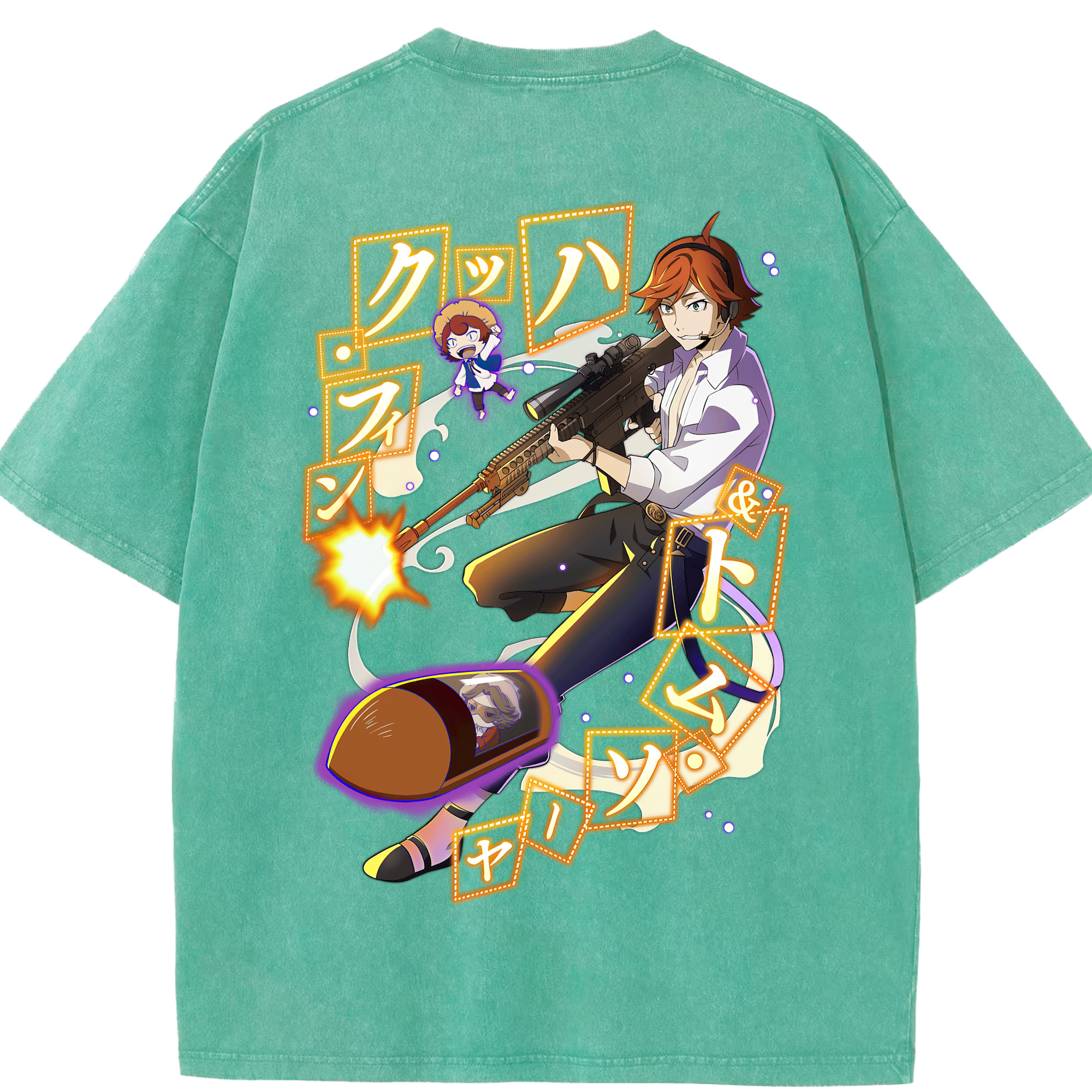 （画像用） 文豪ストレイドッグス Bungo Stray Dogs 綿100% ヴィンテージ風 半袖Tシャツ（背面プリント）
